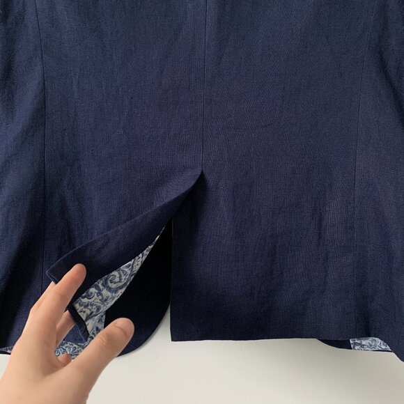 LAUREN by Ralph Lauren | 100% Linen Women’s Blazer Navy Blue - Picture 5 of 16